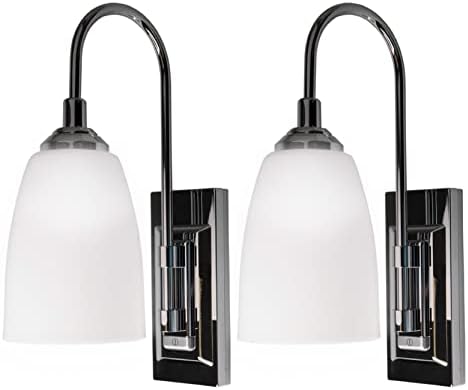 Westek Battery Operated Wall Sconce, 2 Pack - 70 Lumens, Plastic with Chrome Finish - Easy Wireless Installation Battery Wall Sconce - 2 Settings, Full or Dim - LPL780C