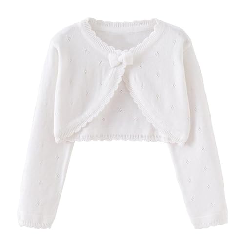 Fall Cute Cardigan for Girls Fall Trave Bow Closure Knitted Bolero Shrugs Cropped Kids Long Sleeve Sweater 0-10 Years