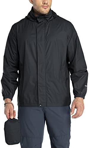 33,000ft Regenjacke Herren Leicht Wasserdicht Faltbare Regenmantel Fahrrad | Atmungsaktiv Outdoorjacke Windjacke Windbreaker mit Verstaubare Kapuze, Stehkragen Jacke, Golf, Camping
