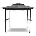 BACKYARD EXPRESSIONS PATIO · HOME · GARDEN Grilling Gazebo 8'x 5' w/LED Lights | Barbecue Grill Canopy Tent w/Air Vent | Double Tiered for Outdoor | Coated Steel Frame | Black and Gray (911268)