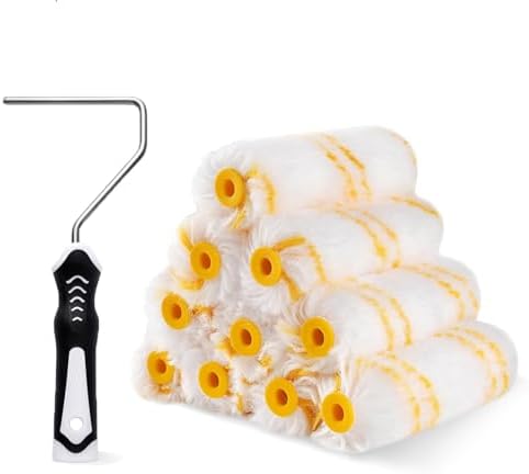 Mister Rui Farbroller Klein Set 11 cm, 10x Lackierrollen für Lacke, Farbwalze für Wandfarbe & Möbel, Halbglatte und Halbraue Oberflächen