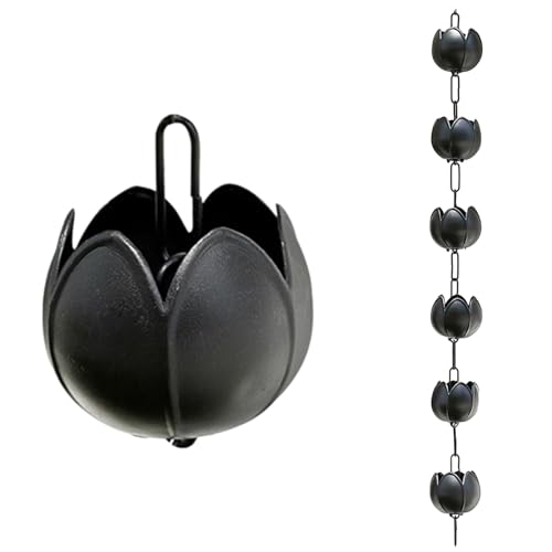 YANBI Rain Chains Lotus-Shaped Rainwater Extension Chain, Modern Rain Chain Water Collector Replacement System, Custom Length Waterfall Gutter Reducer Kits (Size : 2m/6.5ft)