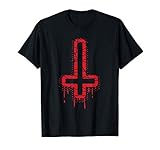 Upside Down Cross Satanic Hail Satan 666 T-Shirt