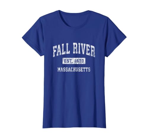 Fall River Massachusetts MA Vintage Established Sports T-Shirt, Women, Royal Blue, Large