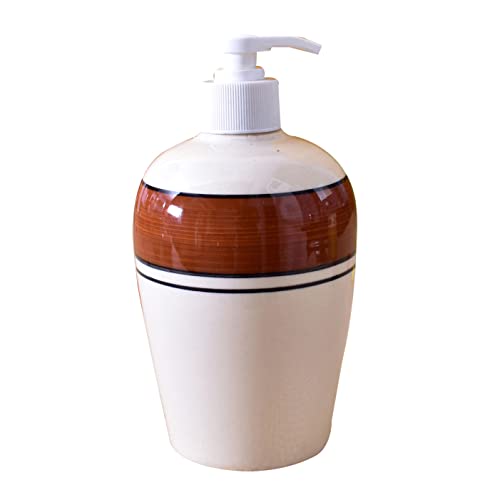 Image of Ceramic Liquid Soap Dispenser, 450 ml, White Lilac | Refillable Pump Bottle for Hand Wash, Lotion, Shampoo & Kitchen Use, 1 Pieces