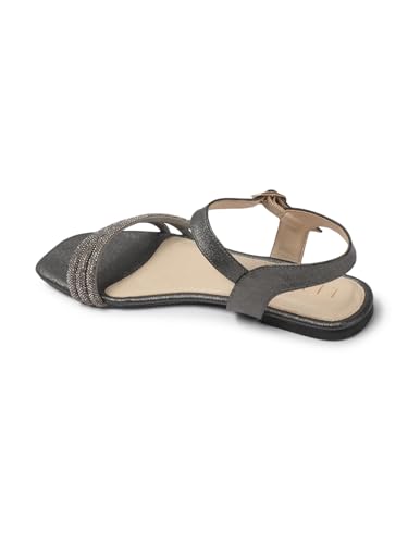 Image of ELLE Women's Comfortable Embellished Glitter Strap Ankle Sandals