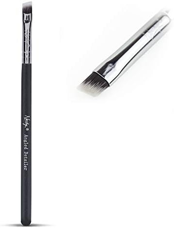 Nanshy Angled Eyebrow Brush & Angled Eyeliner Brush 2-in-1 Detailer Brow Brush - Thin Fine Line Eyebrow Brush with Precision Fine Angle Tip - Vegan & Cruelty-Free Eye Makeup Brushes - Black