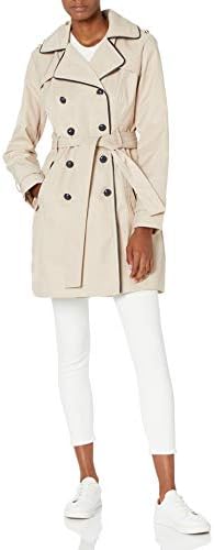 GUESS Women's Double Breasted Trenchcoat, Khaki, Medium