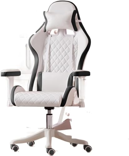 Krzesła kierownicze, krzesła Krzesło do gier Ergonomiczne krzesło skórzane Biuro w domu Wygodne krzesło obrotowe do gier Gamer Live Computer Chair Krzesło (kolor: biały i czarny) Stabilize