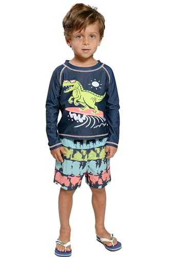 INGEAR Boys' Sun Shirt Rash Guard and Swim Shorts Combo Sun Protective Clothing Set Bathing Suit Set for Boys2