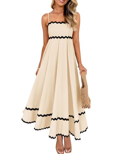 ZESICA Women's 2025 Summer Spaghetti Straps Sleeveless Backless Sundress Flowy