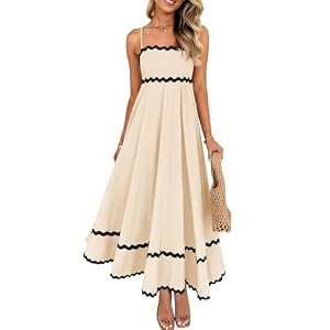 ZESICA Women’s 2026 Summer Spaghetti Straps Sleeveless Backless Sundress Flowy Smocked Lace Swing A Line Midi Dress