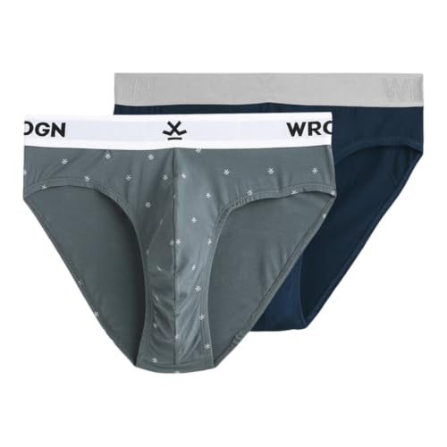 Image of WROGN Men's Pack of 2 Cotton-Spandex Briefs | Navy | Solid & Print | Comfort Fit
