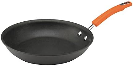 Rachael Ray Brights Hard Anodized Nonstick Frying Pan / Fry Pan / Hard Anodized Skillet - 12.5 Inch, Gray with Orange Handles