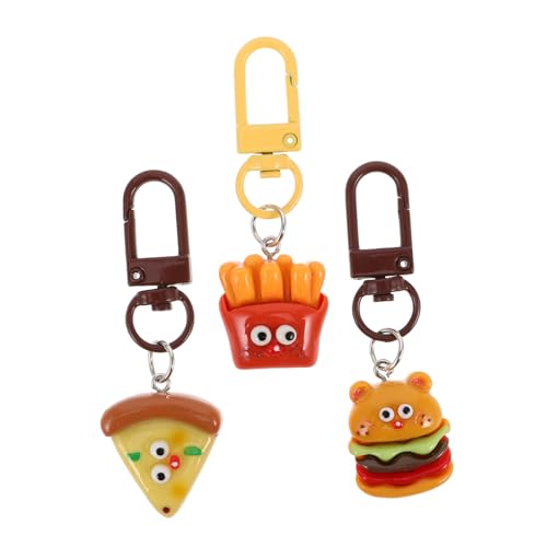 Beavorty Juego De 3 Piezas Llavero De Merienda Mini Llavero Imitación Comida Llaveros Portátiles Llavero De Hamburguesa Con Queso Llavero Lindo Llavero Hamburguesa Hacer Papas Fritas Resina