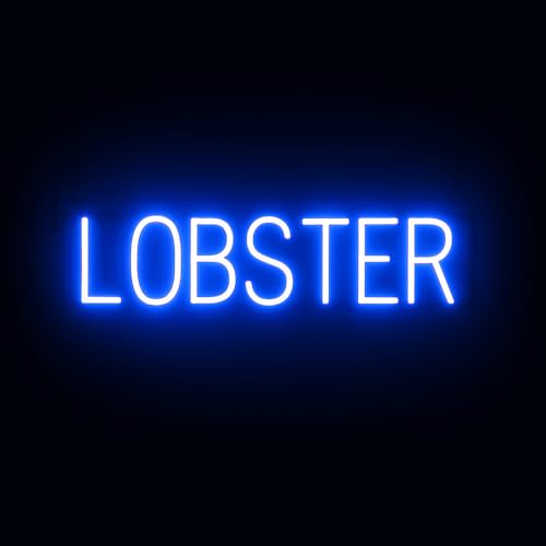 Image of SpellBrite LED Neon LOBSTER Sign for Business - Blue, 27 inch x 6 inch | Ultra-Bright Click-Together Signage for Restaurants, with Visibility from 500 Feet - 8 Animations, 6 Brightness Settings
