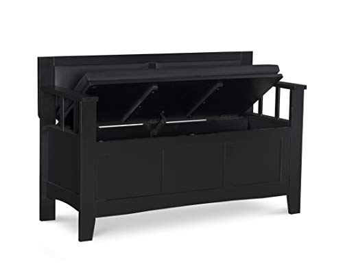 Linon Carlton Padded Bench, 44.5"W X 17"D X 30"H, Black #TOP4