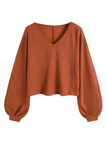 Image of SOLY HUX Women's Long Sleeve Shirts Ribbed Knit Pullover Tops Tee