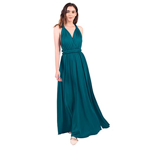 ABEHIK Damen Maxi Multiway Wickelkleid Lange Sexy Brautjungfernkleider mit Schnürung Elegant Rückenfreies Abendkleid Partykleid Festlich Kleid...