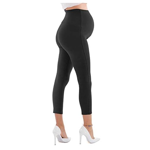 MAMAJEANS Barcelona - Leggings Donna Premaman, Lunghezza 3/4, Cotone Elasticizzato - Made in Italy (S, Nero)