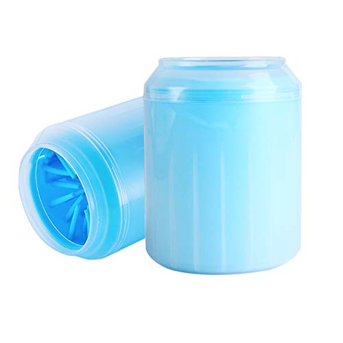GMLS Dog washing cup, portable cat and dog paw washing silicone brush cup, pet foot cleaning tool, suitable for your pet puppy cleaner, general for medium-sized dogs, blue, M