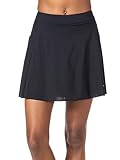 Terry Indie Padded Bike Skort Skirts for Women Cycling, Perforated Design, Raw-Cut Hem Attached 5.5 Inch Inseam Liner Short - Black, Medium