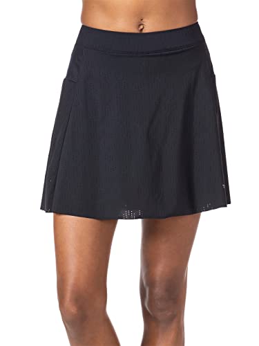 Terry Indie Padded Bike Skort Skirts for Women Cycling, Perforated Design, Raw-Cut Hem Attached 5.5 Inch Inseam Liner Short - Black, X Small
