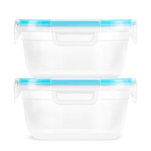 Snapware Total Solution Set of 2 Plastic Food Storage Containers, Leakproof and Airtight, Round Lids, Non-Toxic BPA Free, Microwave and Freezer Safe