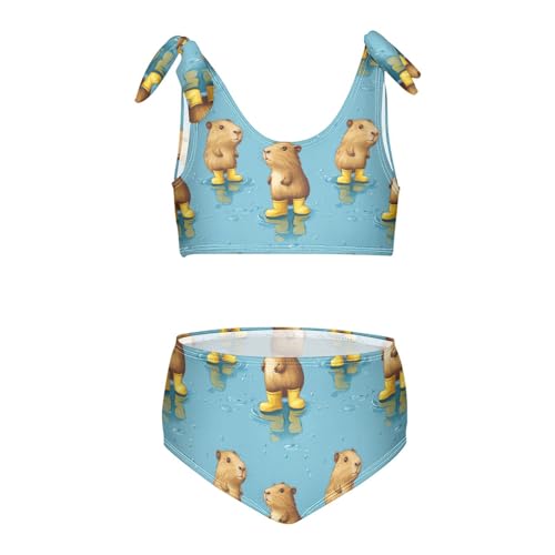 Blue Guinea Pig Capybara Underwater Animal Girls Tankini Swimsuit Kids Bikini Sets 2 Pcs Bathing Suit 3T