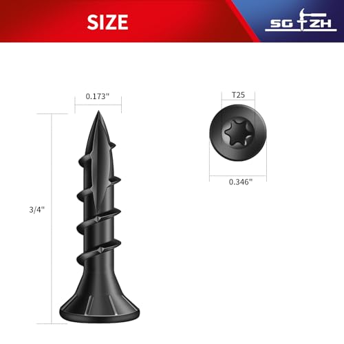 Image of #8 x 3 /4 inch Deck Screws (260Pcs) 1lb. Carbon Steel, Black, Flat Head, Rust Resistant epoxy Coated, with T25 Star Bit