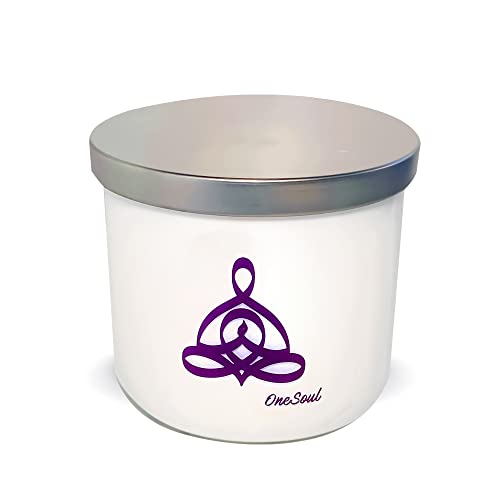 Lavender Vanilla Candle With 3 Wicks, Hand-Poured Aromatherapy Candle, Aesthetic Candles With Yoga Symbol, Large Candle Made Of Palm Wax, 50-Hour Burn Time, 14Oz - Onesoul Collection #TOP6