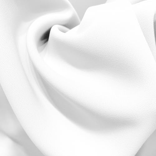 Fabrimuse Silk Fabric by The Yard 60 Inch Wide Sewing Dress Fabric 155GSM - Delicate Wave Texture for Summer/Early Fall Dresses Skirts DIY Home Decor (1# White 1 Yard)