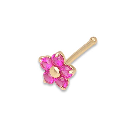 JewelryWeb Solid 14k Yellow Gold 20g Simulated Ruby Cubic Zirconia 3mm Flower Nose stud (Five Color) (Red) JewelryWeb Solid 14k Yellow Gold 20g Simulated Ruby Cubic Zirconia 3mm Flower Nose stud (Five Color) (Red)