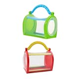 JUMPLAWN 2個 昆虫飼育用通気性プラスチック飼育ケージ 持ち運びやすいメッシュデザイン の自然観察と学習に ランダムカラー ランダムカラー