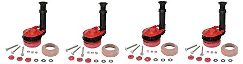 Image showing four Korky 5030BP Adjustable Toilet Flush Valve and Tank to Bowl Gasket Kits, each including a black and red flush valve, a beige tank-to-bowl gasket, and various bolts, washers, and nuts.