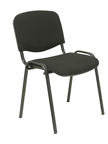 Piqueras y Crespo ISO Pack de 4 sillas confidentes ergonómica, apilable, Multiusos y Estructura en Color Negro Asiento y Respaldo tapizados en Tejido Aran Color Negro. Apilable a 10 Unidades.