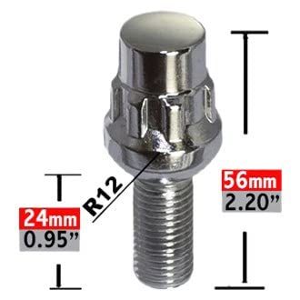 Image of Wheel Accessories Parts 4 Locks + Key M12 x 1.5 12 x 1.5 Thread Ball Seat Lug Bolt Lock Chrome Finish 24mm Shank Length Dual Hex Key 17mm & 19mm fits Volkswagen Cabriolet Golf Jetta Passat Rabbit