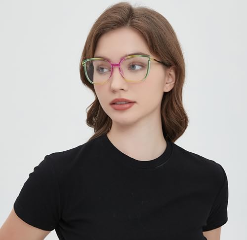 Image of VOOGLAM Stylish Square Blue Light Blocking Glasses for Women Anti Eyestrain Dry Eyes Eyewear Kinfe TR90