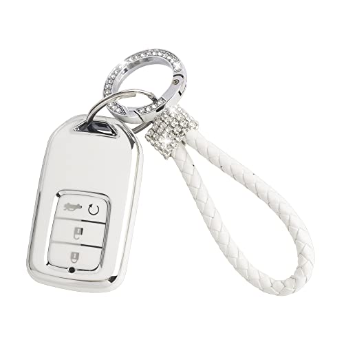 Uhonsn Key Fob Cover For Honda Accessories Accord Civic Car Keychain Case Smart Remote Keys Protector Pilot Odyssey 2017-2021 Keycover White #TOP6