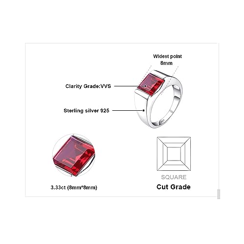 Jewelrypalace Men's Square 2-3ct Natural Smoky Quartz Created Ruby Alexandrite Sapphire Simulated Emerald Engagement Ring, 14K White Gold Plated 925 Sterling Silver Promise Rings, Gemstone Jewelry - Image 3