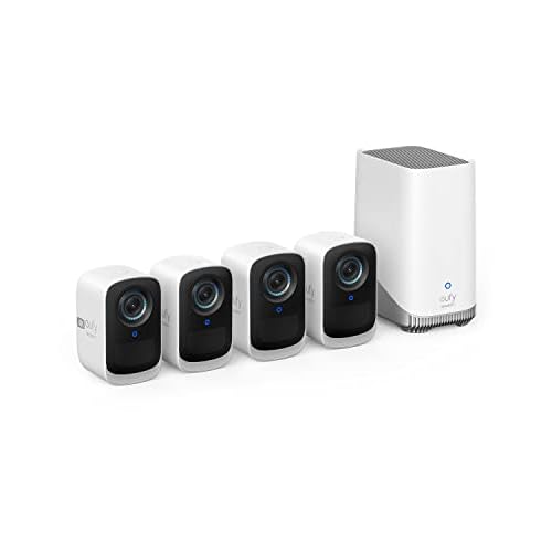 eufy security eufyCam S300(eufyCam 3C)4-Cam Kit, Security Camera Outdoor Wireless, 4K Camera, Expandable Local Storage, Face Recognition AI, Spotlight, Color Night Vision, 2.4GHz Wi-Fi, No M