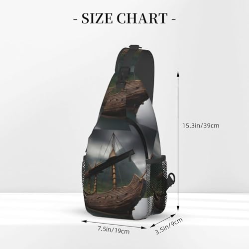 Mochila de bandolera para senderismo con estampado barco vikingo miniatura 3
