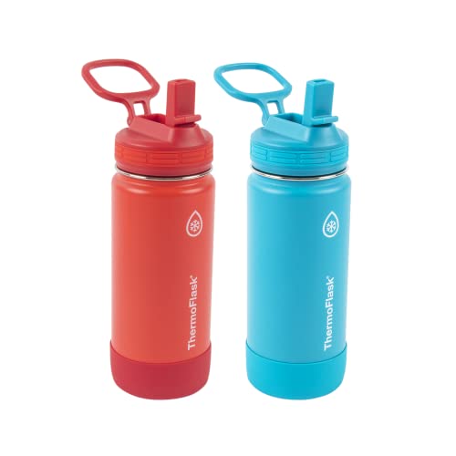 ThermoFlask - Paquete de 2 botellas de agua de acero inoxidable aisladas al...