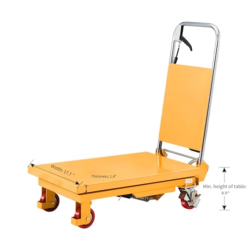 APOLLOLIFT Hydraulic Lift Table, 330lbs Capacity 29.1\" Lifting Height, Single Scissor Lift Table Cart with 4 Wheels and Safety Back Guard for Material Handling and Transportation - Thumbnail 2