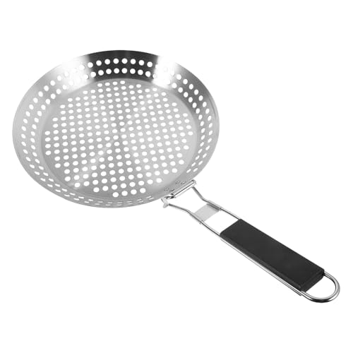 Poêle à barbecue ronde inox idéale pour vos pique-niques en plein air