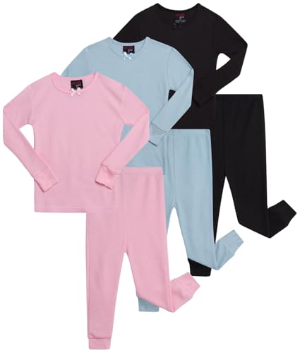 dELiA*s - dELiA*s Baby Girls Thermal Underwear Set - 6 Piece Waffle Knit Top and Long Johns Base Layer for Toddler Girls (12M-4T), Size 18 Months, Black/Pink/Light Blue