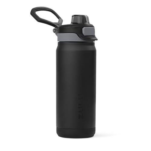 Image of ZULU Powerfill Pro 18oz Kids Stainless Steel Water Bottle with Quick Fill Lid, Triple Wall Vacuum Insulated, Leak Proof Locking Lid, Sip & Chug, Reusable, BPA Free, Dishwasher Safe, Tonal Black