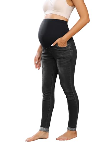 Maacie Schwarze Umstandsjeans mit elastischer Bauchband-Umstandshose S
