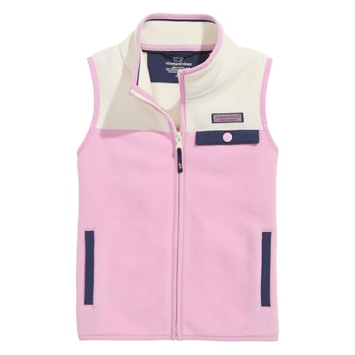 vineyard vines Girls' Harbor Fleece Vest, Cotton Candy, 3T