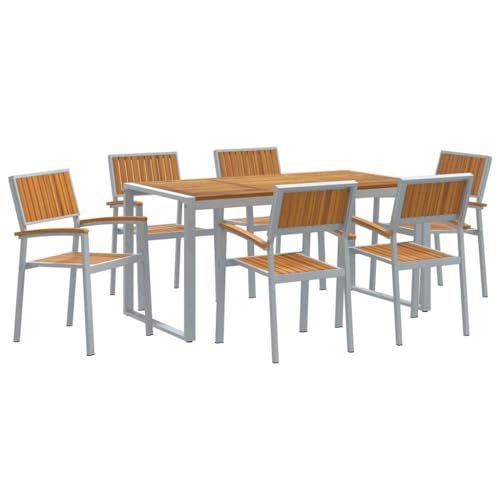 Genérico Conjunto de Comedor de Jardín 7 pcs Gris,Mobiliario,Muebles de jardín,Mesas de jardín,3284370